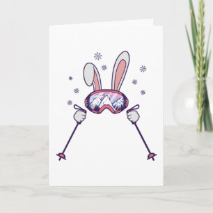 Carte Ski Rabbit avec bâtons de ski et lunettes de ski