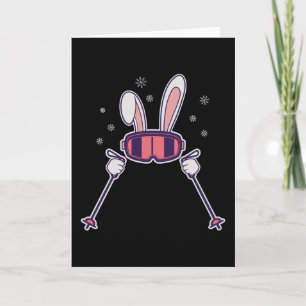 Carte Ski Rabbit avec bâtons de ski et lunettes de ski
