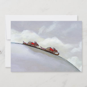 Carte Ski racing rats amusant art unique ski peinture de