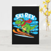 Carte Ski Rex drôle de dinosaure de ski conception de sp (Fleur jaune)