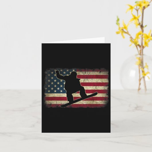 Carte Ski Snowboard Snowboardeur Américain Drapeau Vinta (Fleur jaune)