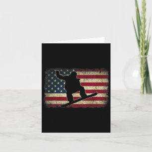 Carte Ski Snowboard Snowboardeur Américain Drapeau Vinta