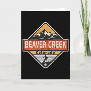 Carte Ski vintage sur la montagne enneigée de Beaver Cre