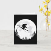 Carte Ski - Vol Saut Skier Sur La Lune (Fleur jaune)