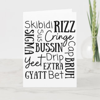 Carte Skibidi Rizz Drôles Enfants Rizz Bussin Gen Z Noël