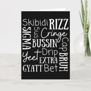 Carte Skibidi Rizz Drôles Enfants Rizz Bussin Gen Z Noël