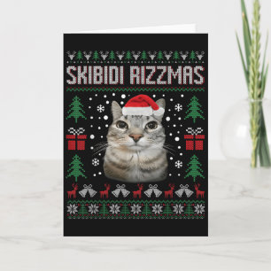 Carte Skibidi Rizzmas Drôle Bête Regardant Chat Laid Swe