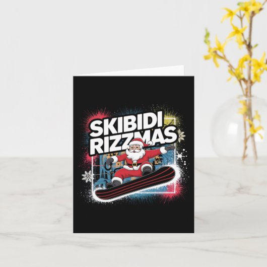 Carte Skibidi Rizzmas Snowboard Père Noël Funny Noël Chr (Fleur jaune)