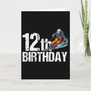 Carte Skieur 12e Anniversaire Ski Garçon Fille 12ème Ann