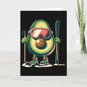 Carte Skieur à l'avocat avec lunettes de ski perches à n