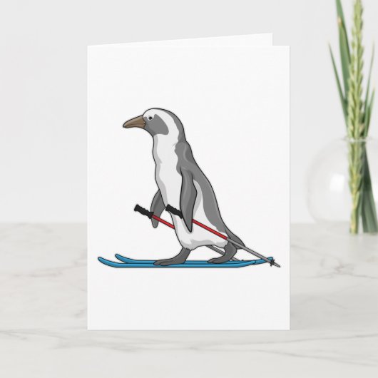 Carte Skieur Pingouin Ski (Devant)