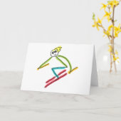 Carte Skiing Stickman (Fleur jaune)