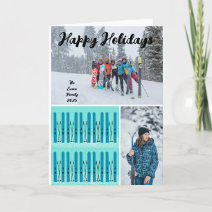 Carte Skis bleus avec neige