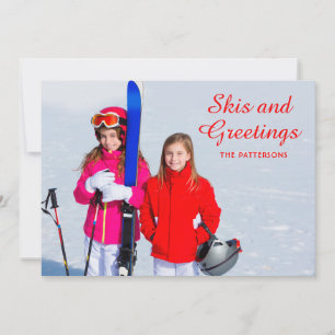 Carte Skis et voeux Photo personnalisée   Noël