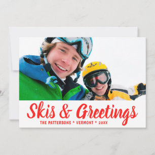 Carte Skis et voeux Photo personnalisée   Noël