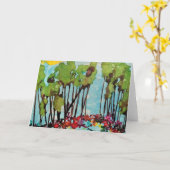 Carte Skis Turquoise Alcohol Ink Boho Paysage Abstrac (Fleur jaune)