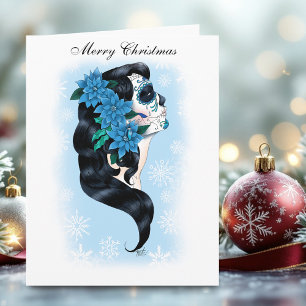 Carte Skull d'hiver Flèches de neige bleues