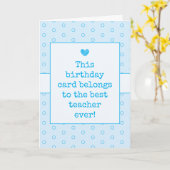 Carte Sky Blue Meilleur Enseignant Toujours Typographie (Fleur jaune)