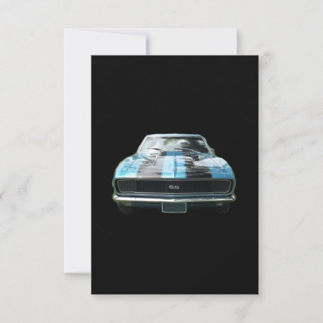 Carte Sky blue SS Camaro avec rayures noires (Devant)