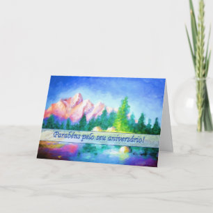 Carte Sky Pink Mountain Blue pour l'anniversaire d