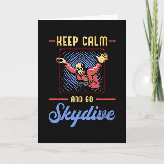 Carte Skydiver Retro Garder le calme Drôle cadeau (Devant)