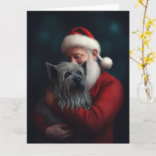 Carte Skye Terrier avec Noël Festif du Père Noël