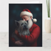 Carte Skye Terrier avec Noël Festif du Père Noël (Devant)