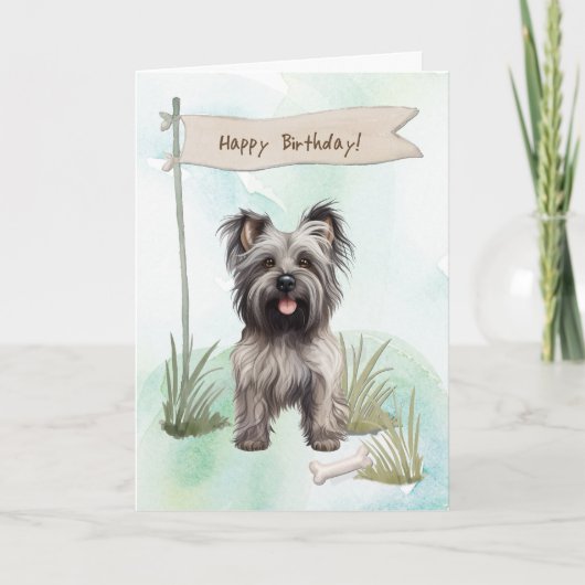 Carte Skye Terrier Chien de race sous signe d'anniversai (Devant)