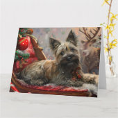 Carte Skye Terrier Chien Festif de Noël (Fleur jaune)