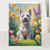 Carte Skye Terrier Chien Fleurs de printemps Peinture (Devant)