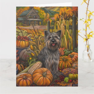 Carte Skye Terrier Chien Moisson d'automne Thanksgiving