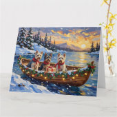 Carte Skye Terrier Noël Bateau Fêtes (Fleur jaune)