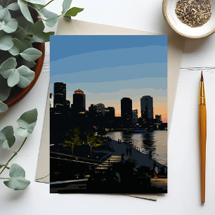 Carte Skyline de Boston Seaport Sunset City