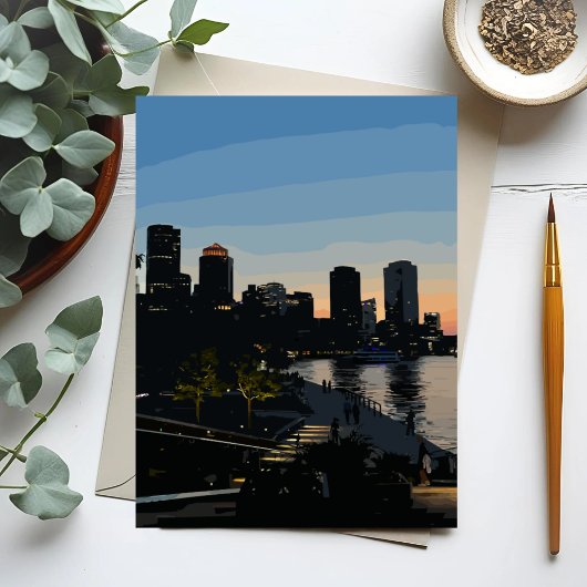 Carte Skyline de Boston Seaport Sunset City