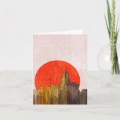 Carte Skyline urbain avec Red Sun Grunge Cityscape (Devant)