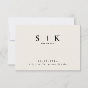 Carte Sleek Monogram Cream Mariage QR Code Enregistrer l