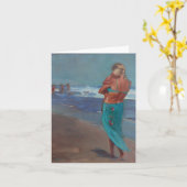 Carte 'Sleep Walking' - Mère Walking Baby sur la plage (Fleur jaune)