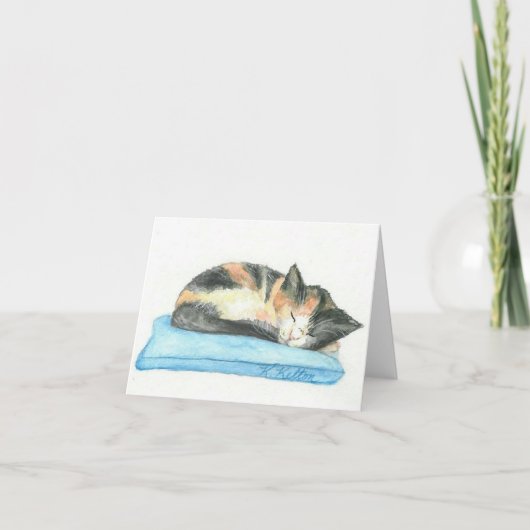 Carte Sleeping Calico Kitten Notecard (Devant)