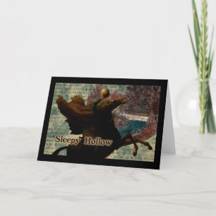 Carte Sleepy Hollow Horseman sans tête tenant Citrouille