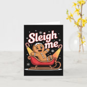 Carte Sleigh Me Funny Adult Humor Gingerbread Man  (Fleur jaune)