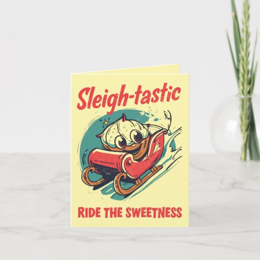 Carte Sleigh-tastic – Fun and Festive Christmas Pun (Devant)
