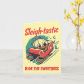 Carte Sleigh-tastic – Fun and Festive Christmas Pun (Fleur jaune)