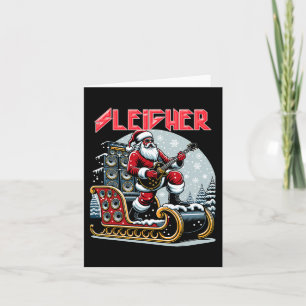 Carte Sleigher Hail Père Noël Lourd Metal Christmas Rock