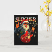 Carte Sleigher Rock Santa Funny Metal Christmas Design  (Fleur jaune)