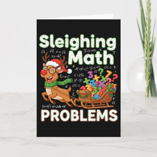 Carte Sleighing Math Problems Christmas Funny Math Teach (Devant)