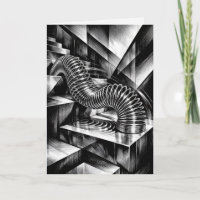 Slinky monochrome d'anniversaire sur des marches c