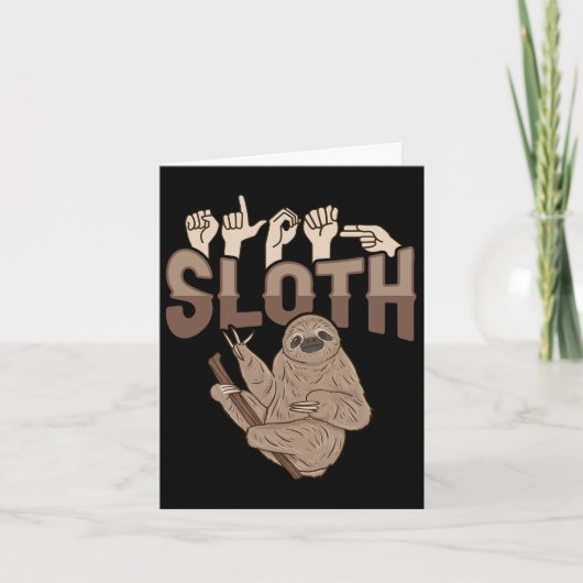 Carte Sloth Asl Gesture main sourde perte d'audition sen (Devant)