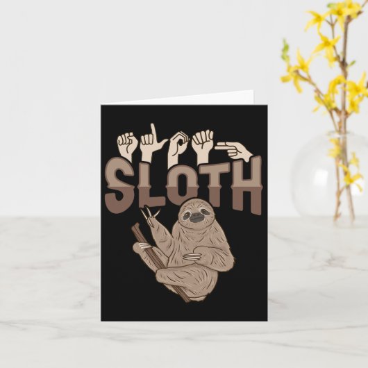 Carte Sloth Asl Gesture main sourde perte d'audition sen (Fleur jaune)