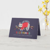 Carte Sloth Christmas photo Holiday (Fleur jaune)