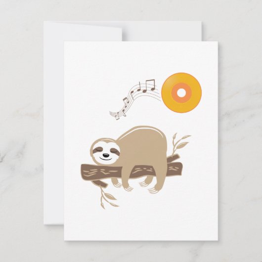 Carte Sloth Dormir sur Musique Vinyl Record Soleil (Devant)